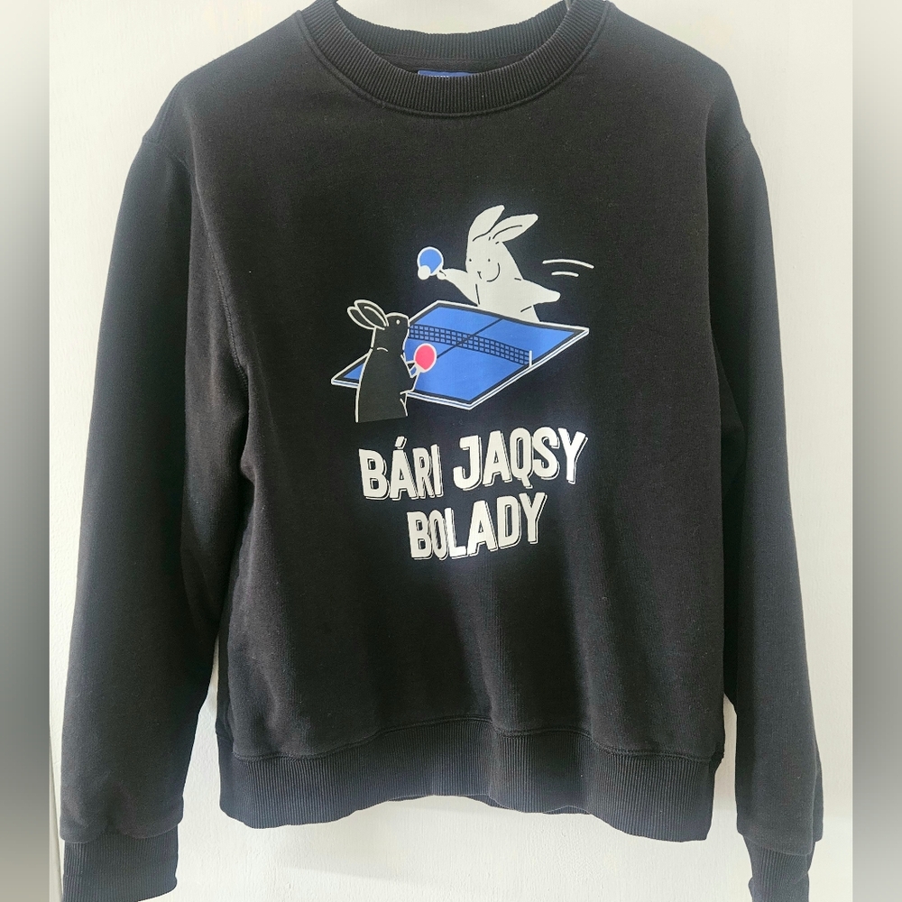 Qazaq Republic Sweatshirt Black Graphic XS oversized fits like Mens S